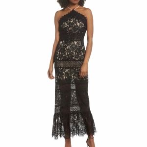 FOXIEDOX Anthropologie Black Lace Tabitha Gown